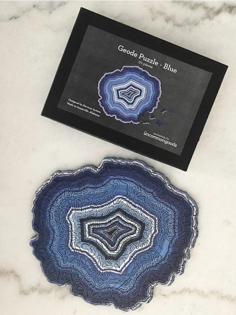 Uncommon Goods Nervous System Geode Puzzle Blue 171 Pcs Wooden Jigsaw Puzzle